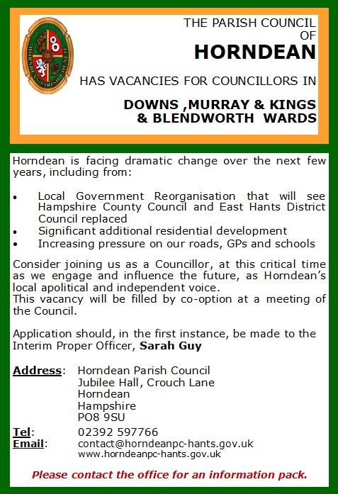 Councillor Vacancy Notice Horndean Parish Council 